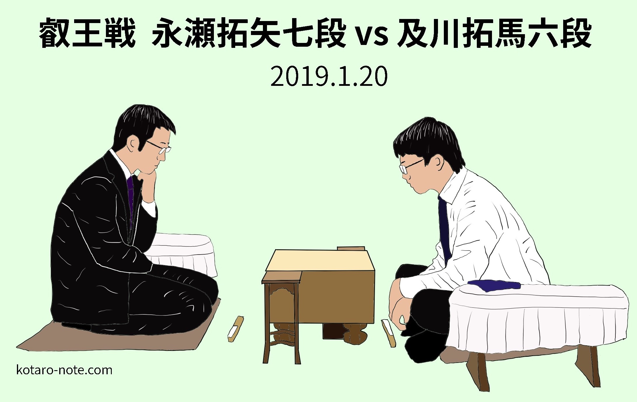 永瀬拓矢七段vs及川拓馬六段、叡王戦