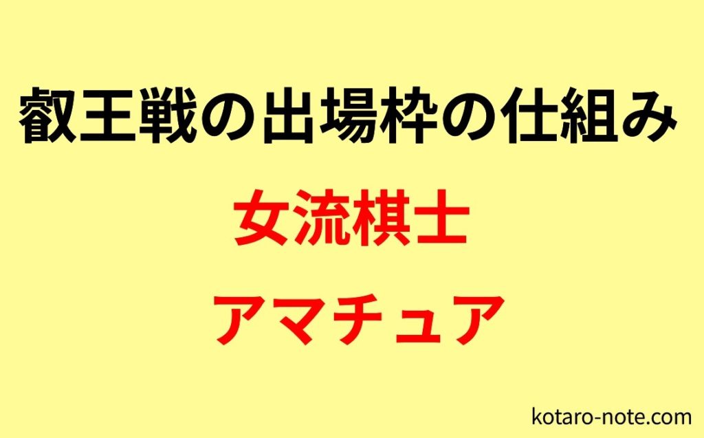 叡王戦の女流棋士とアマチュアの出場枠の仕組み
