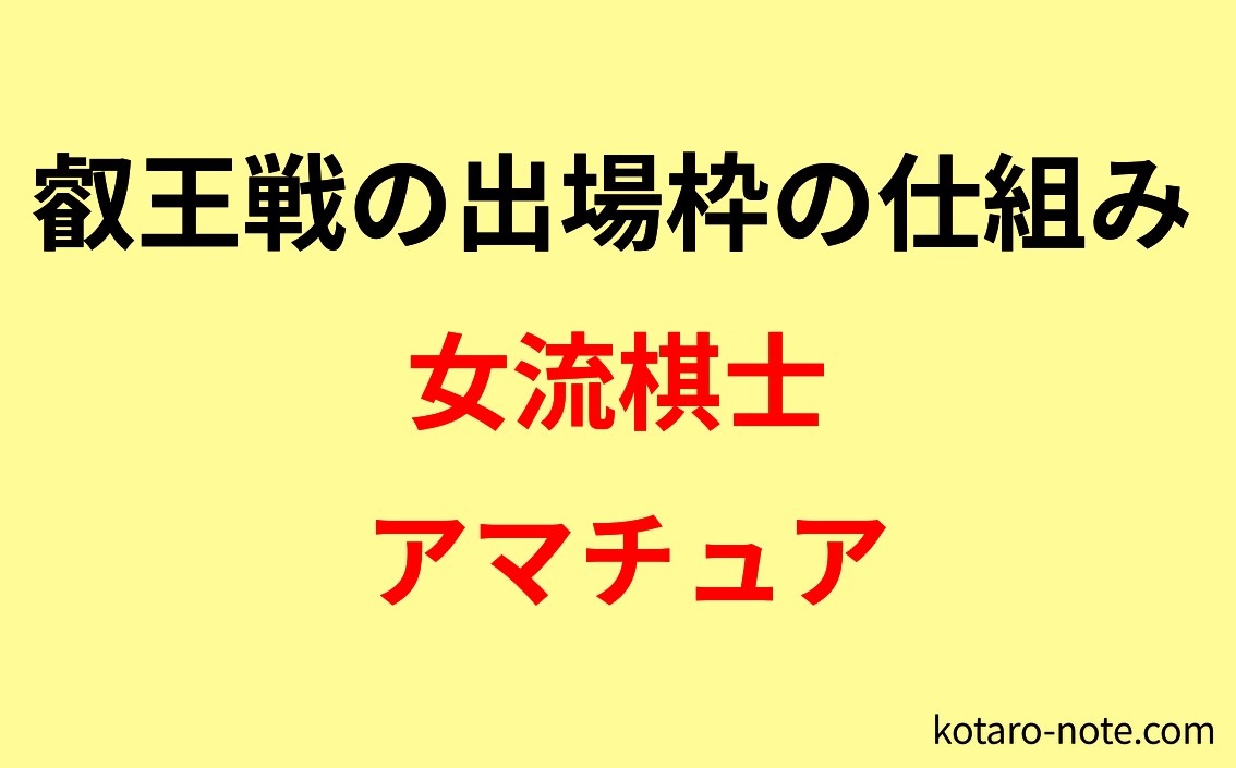 叡王戦の女流棋士とアマチュアの出場枠の仕組み