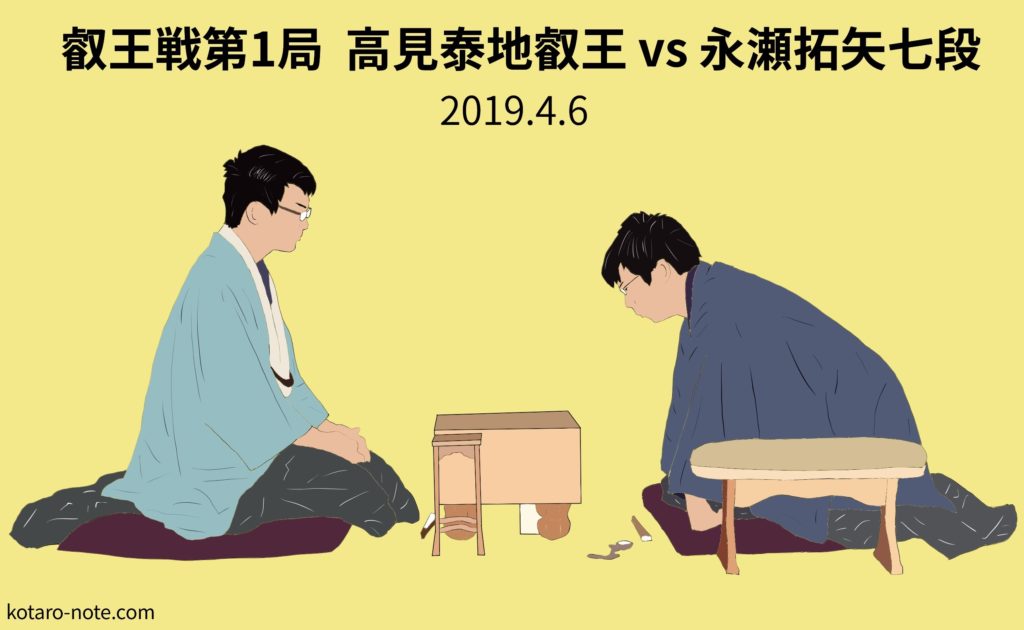 高見泰地叡王vs永瀬拓矢七段、叡王戦第1局